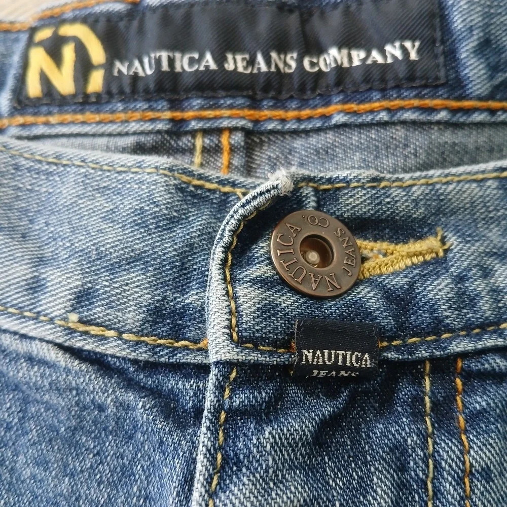 Nautica Jean Company Men Jeans Sz 36x32 Relaxed Fit Baggy Wide Leg MediumWash...